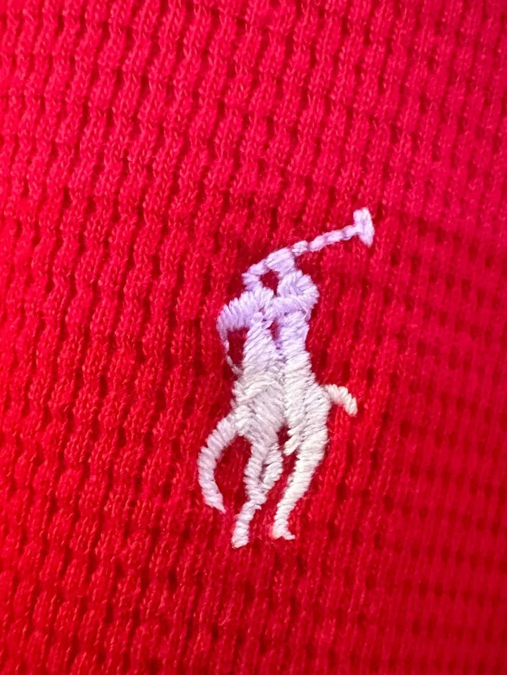 Polo Ralph Lauren Men's XL Thermal Waffle Knit Pajama Shirt Long Sleeve Red Logo